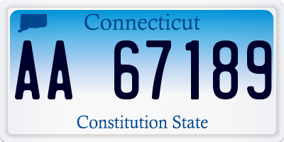 CT license plate AA67189