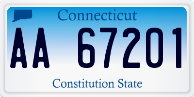 CT license plate AA67201