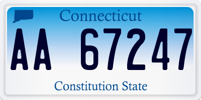 CT license plate AA67247