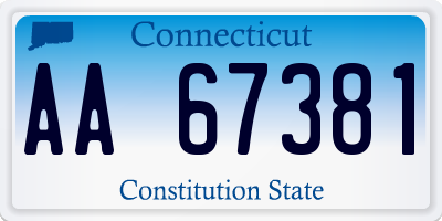 CT license plate AA67381