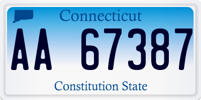 CT license plate AA67387