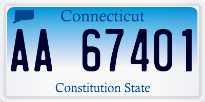 CT license plate AA67401