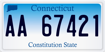 CT license plate AA67421