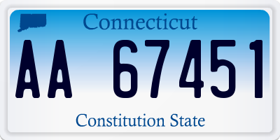 CT license plate AA67451