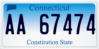 CT license plate AA67474