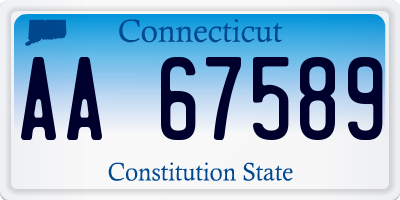 CT license plate AA67589