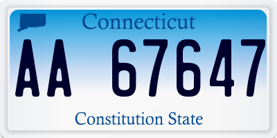 CT license plate AA67647