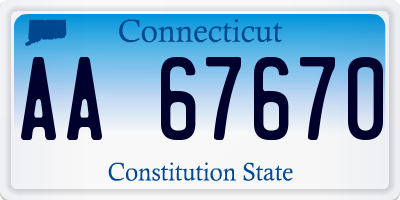 CT license plate AA67670