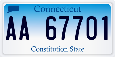 CT license plate AA67701
