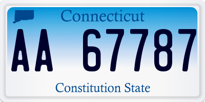 CT license plate AA67787