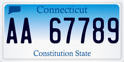 CT license plate AA67789