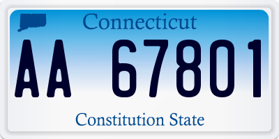 CT license plate AA67801