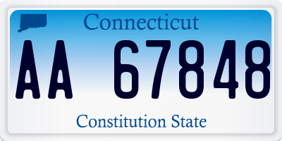 CT license plate AA67848