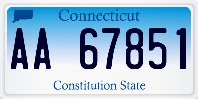 CT license plate AA67851