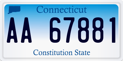 CT license plate AA67881