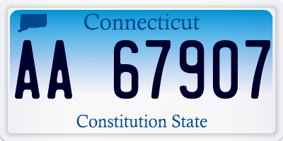 CT license plate AA67907