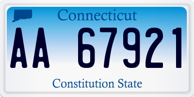 CT license plate AA67921