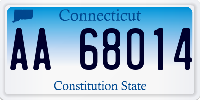 CT license plate AA68014