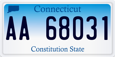 CT license plate AA68031
