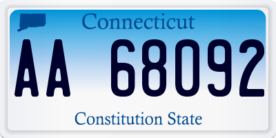 CT license plate AA68092