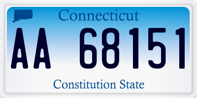CT license plate AA68151