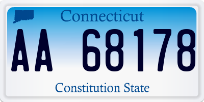 CT license plate AA68178