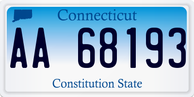 CT license plate AA68193