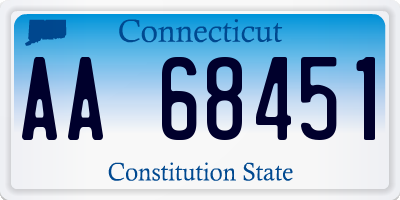 CT license plate AA68451