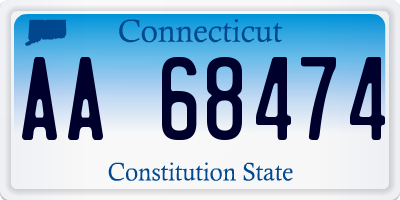 CT license plate AA68474