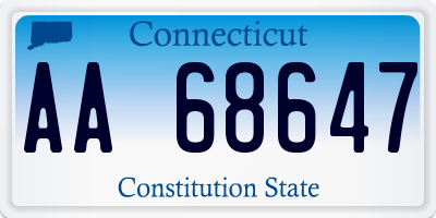 CT license plate AA68647