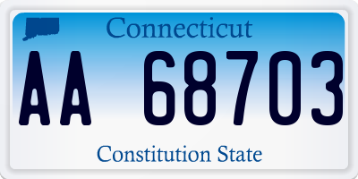 CT license plate AA68703