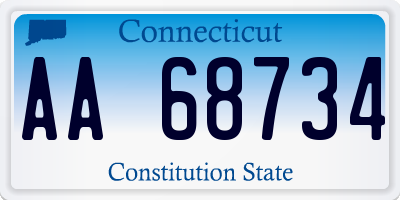 CT license plate AA68734