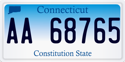 CT license plate AA68765