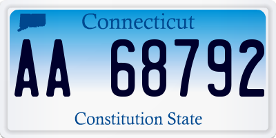 CT license plate AA68792