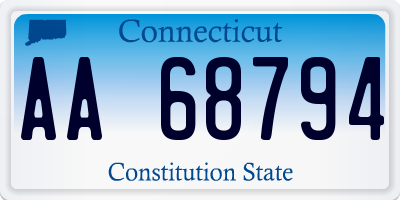 CT license plate AA68794