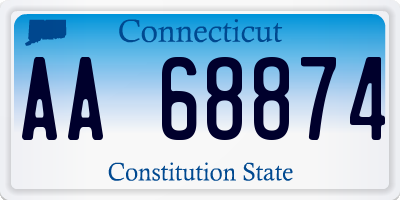 CT license plate AA68874