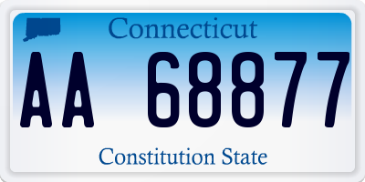 CT license plate AA68877