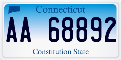 CT license plate AA68892