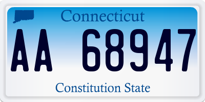 CT license plate AA68947
