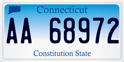 CT license plate AA68972
