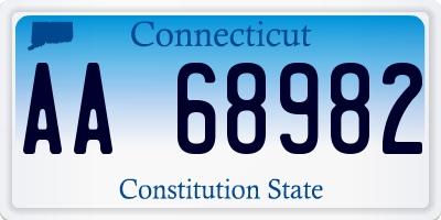 CT license plate AA68982