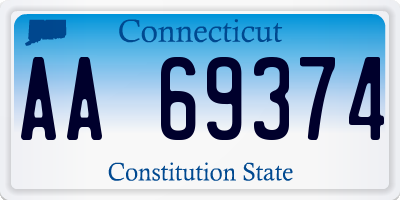 CT license plate AA69374