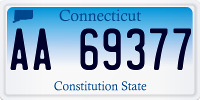 CT license plate AA69377