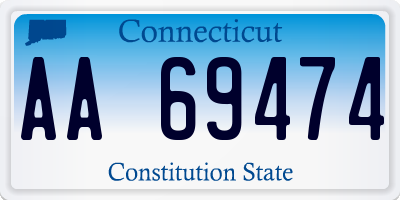 CT license plate AA69474