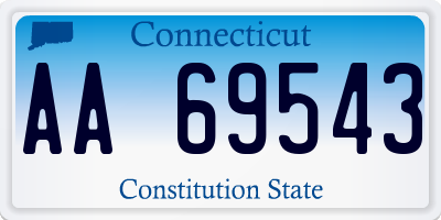 CT license plate AA69543