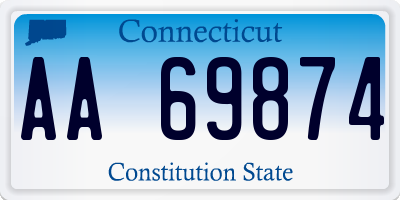 CT license plate AA69874