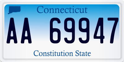 CT license plate AA69947