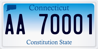 CT license plate AA70001