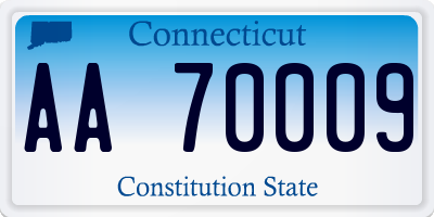 CT license plate AA70009