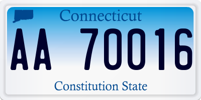 CT license plate AA70016